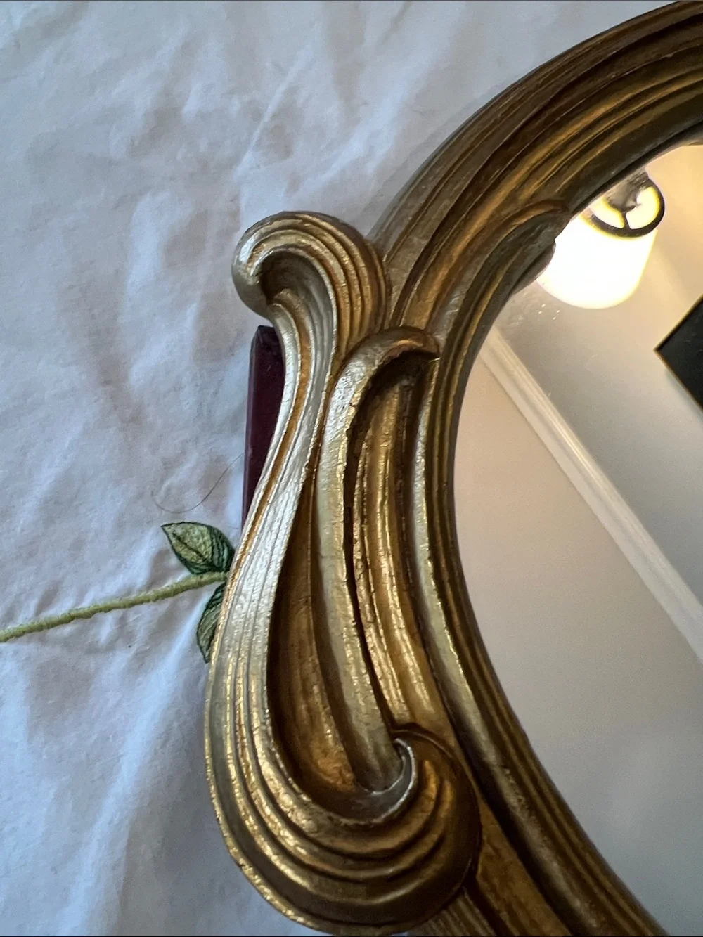 Vintage Syroco Wood Gold Oval Decorative WallTable top Mirror - Elegant Accent